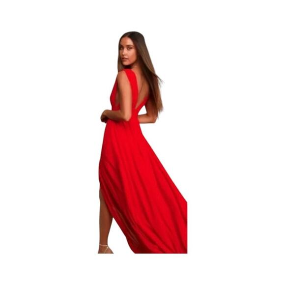 Lulus Women's Heavenly Hues‎ Red Maxi Dress Sleeveless V-Neck Pleated Size M #1 - Picture 2 of 8